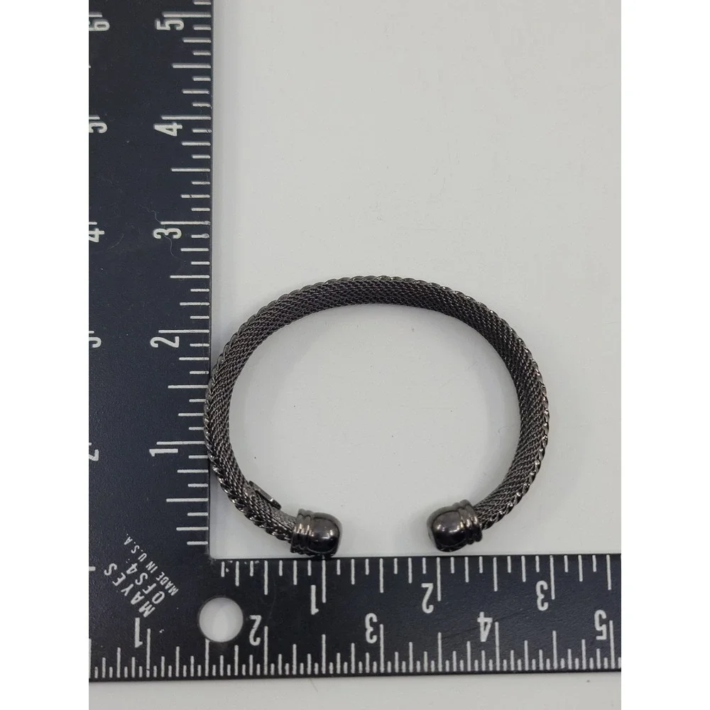 Chico's‎ Black Mesh Cuff Bangle Bracelet Mourning Jewelry Gunmetal Wire